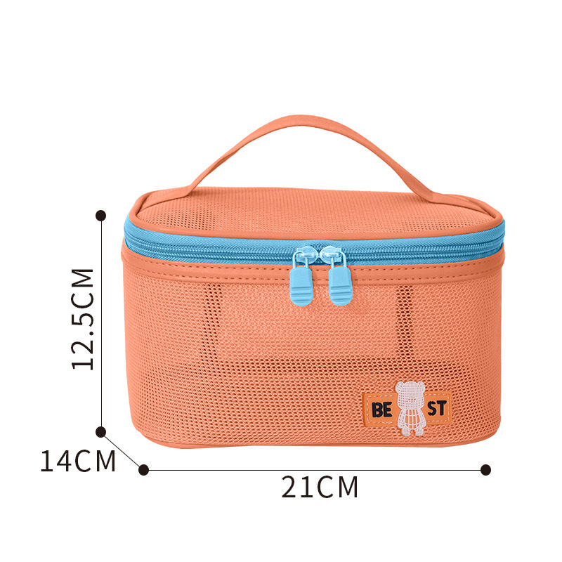New hand-held toiletry bag with grid, large capacity, travel lipstick storage bag wholesale, beach quick-drying makeup bag detail image 2