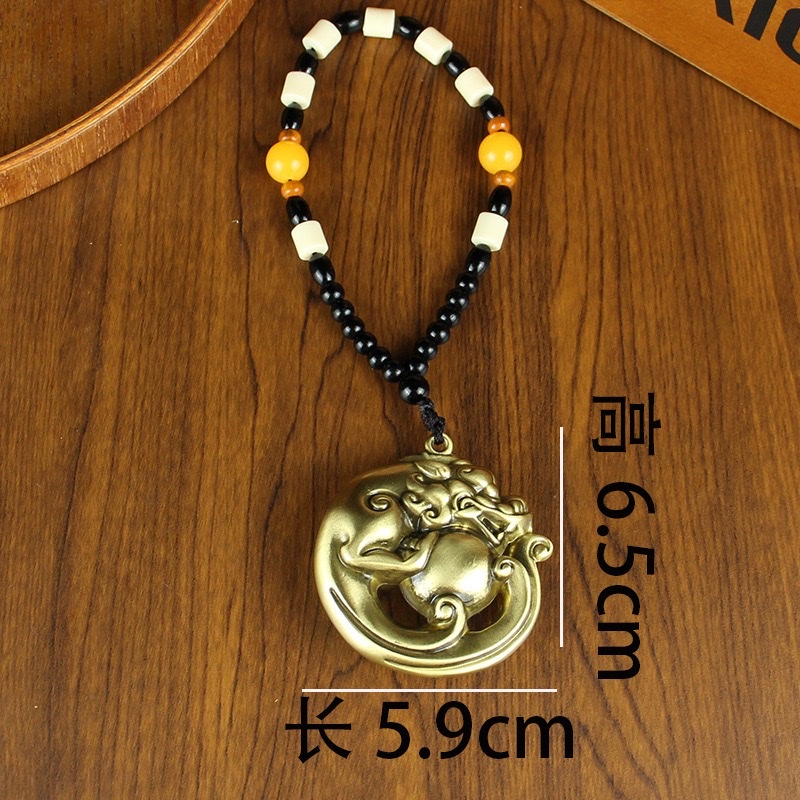 Brass collectible handle piece, Longevity Maitreya Buddha PI Xiu pendant, Fish Leaping over the Dragon Gate handle piece detail image 11