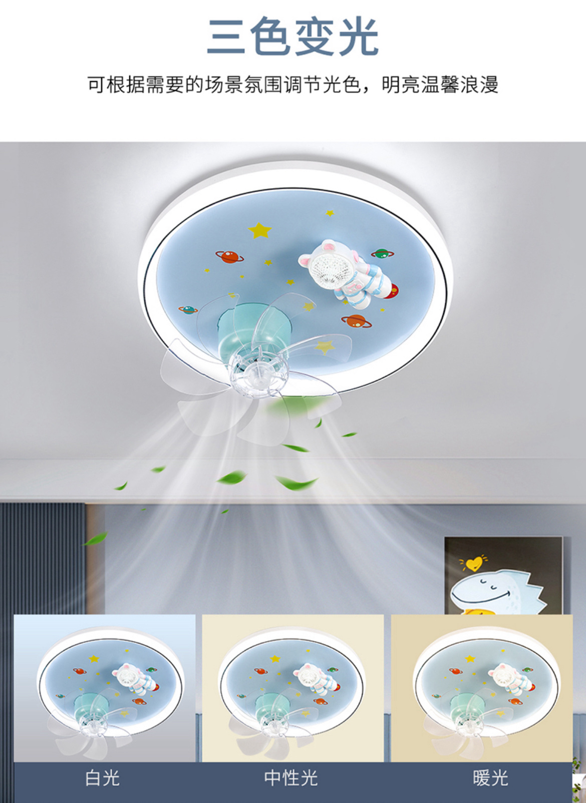 Luminous lighting fixtures for children's rooms, cartoon fan lights, ceiling lights. American countryside details Picture
