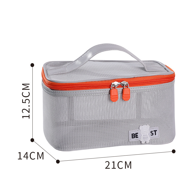 New hand-held toiletry bag with grid, large capacity, travel lipstick storage bag wholesale, beach quick-drying makeup bag detail image 6
