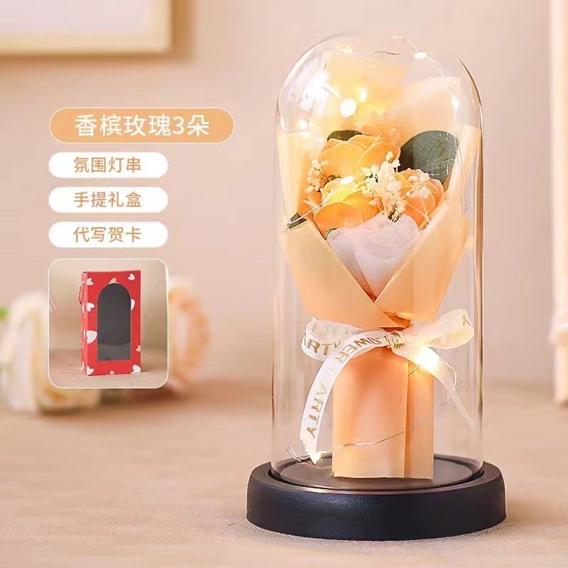 Soap flower glass cover Valentine's Day gift, Mother's Day and Teachers' Day gift detail image 6