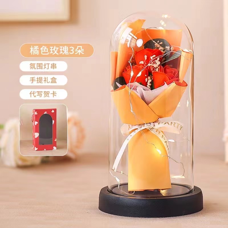 Soap flower glass cover Valentine's Day gift, Mother's Day and Teachers' Day gift details Picture