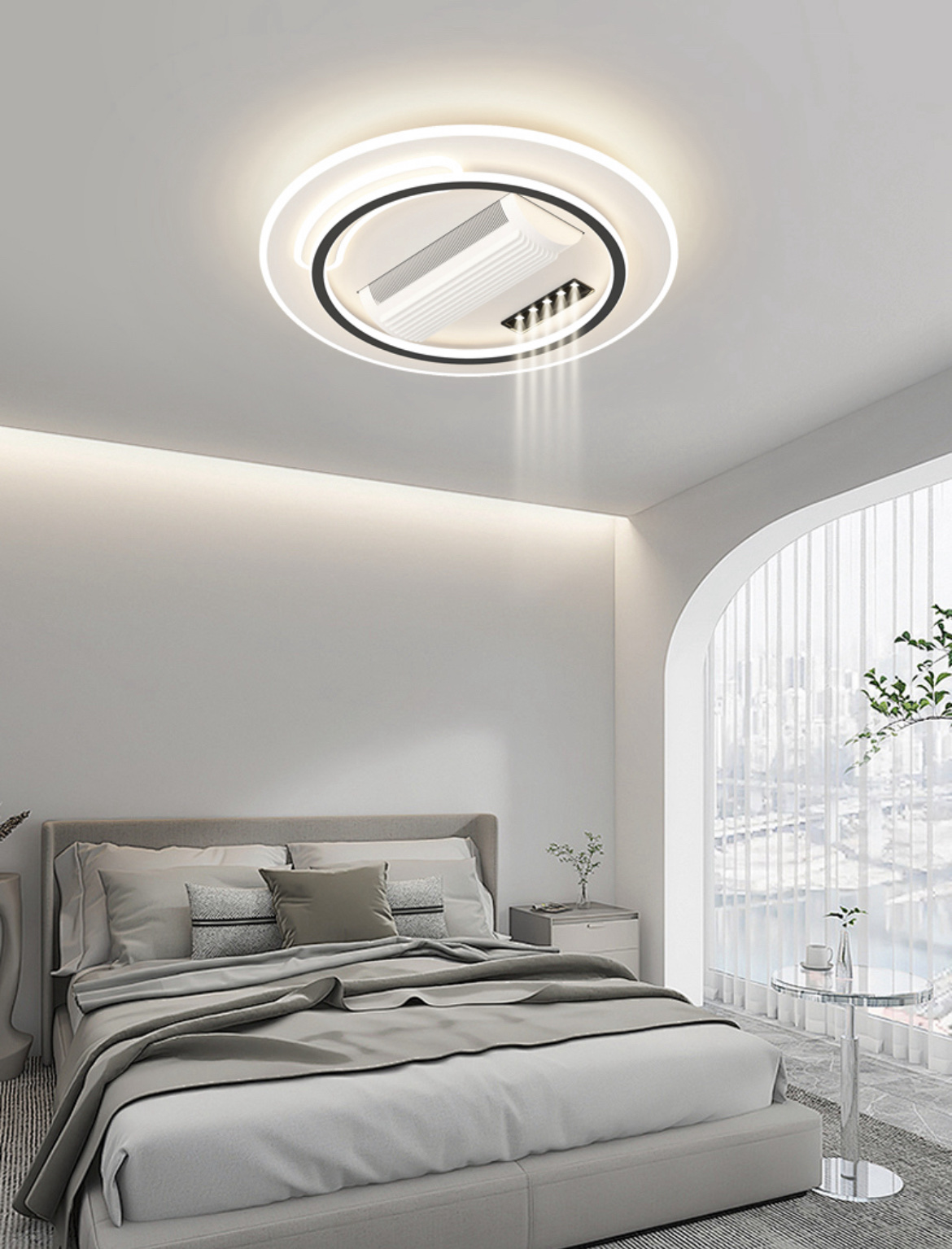 Luminous lighting fixtures, bladeless fan lamps, variable light remote control full-light eye-protecting lamps, room lamps/Tmall Genie fan lamps Specification image