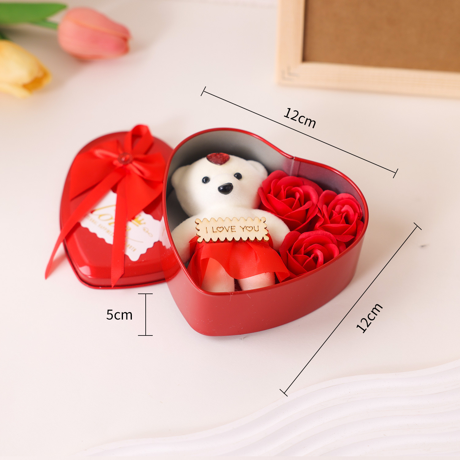 Soap flower heart-shaped tin box Valentine's Day, Teachers' Day, Children's Day and Mother's Day gift Specification image