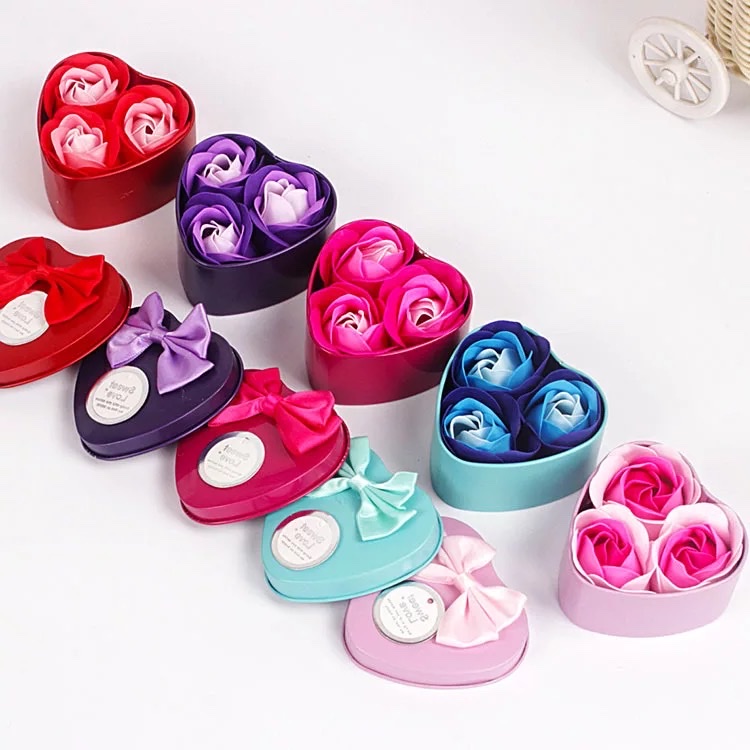 Soap flower heart-shaped tin box Valentine's Day, Teachers' Day, Children's Day and Mother's Day gift detail image 5