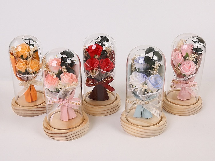 Thumb rose bouquet with glass cover as a gift for your lover and mom detail image 6