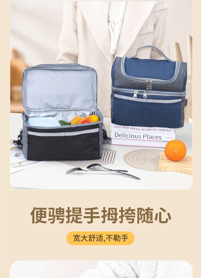 亚马逊爆款便当包单肩加厚冰包户外野餐包保鲜保冷便当包冷藏袋详情图11