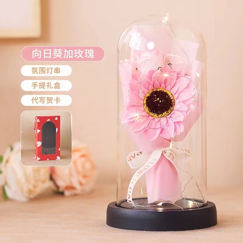 Soap flower glass cover Valentine's Day gift, Mother's Day and Teachers' Day gift detail image 8
