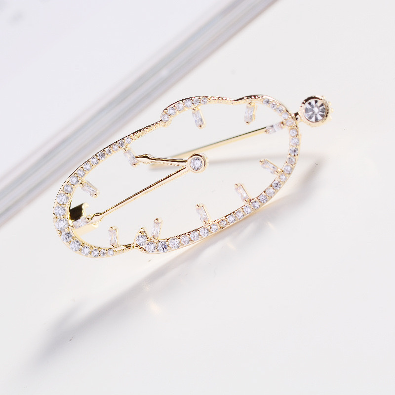 080 Elegant, fashionable, retro and fresh clock brooch, brooch badge details Picture