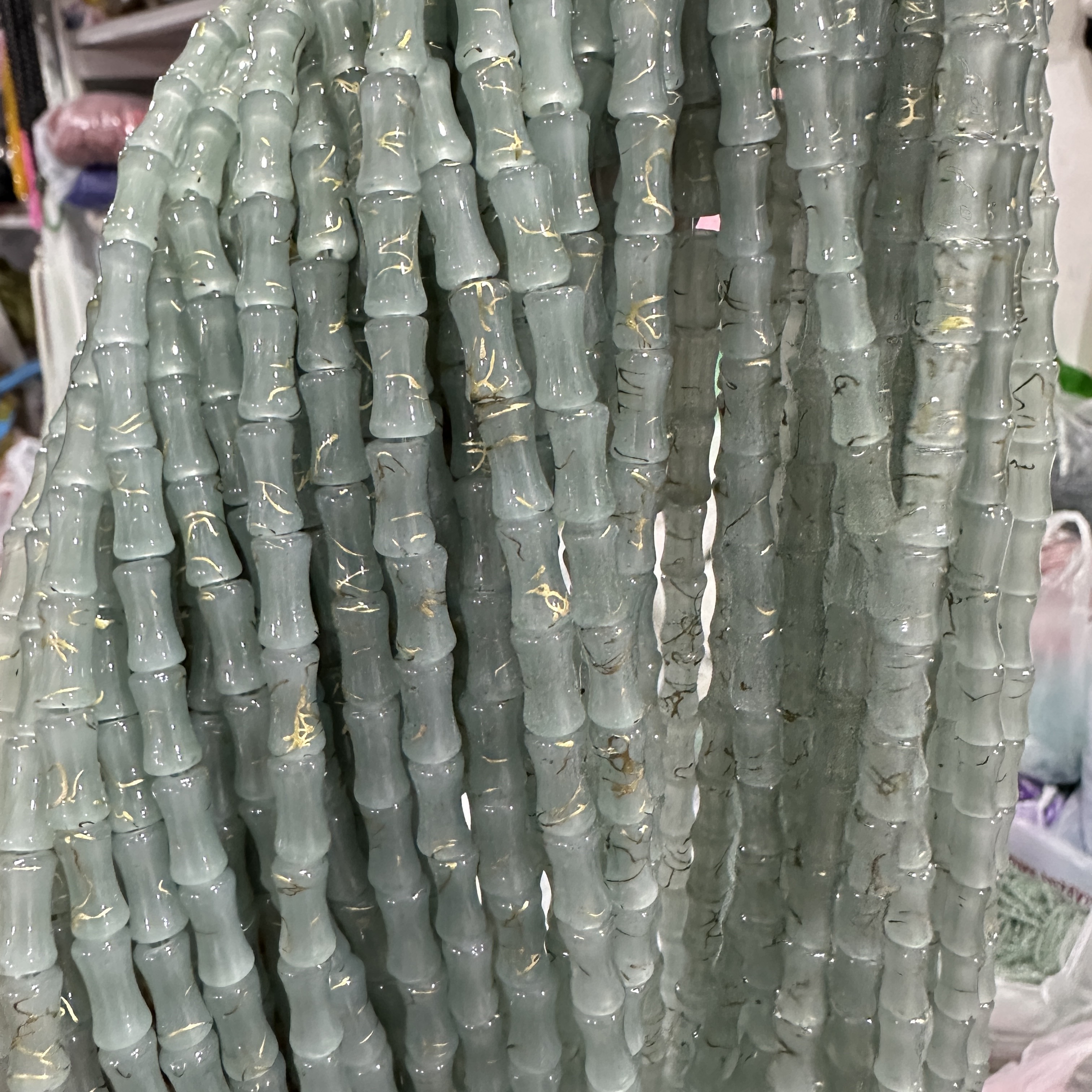 6*12MM white jade bamboo joint glass beads, ancient-style spacer beads, DIY handcrafted bracelet, glass loose beads, string jewelry accessories detail image 2