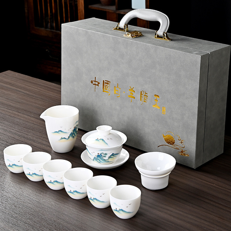 功夫茶具套装家用陶瓷白瓷旅行小茶具储排水茶盘陶瓷盖碗泡茶整套功夫茶具套装家用德化白瓷旅行小茶具储排水茶盘陶瓷盖碗泡茶整套详情图2