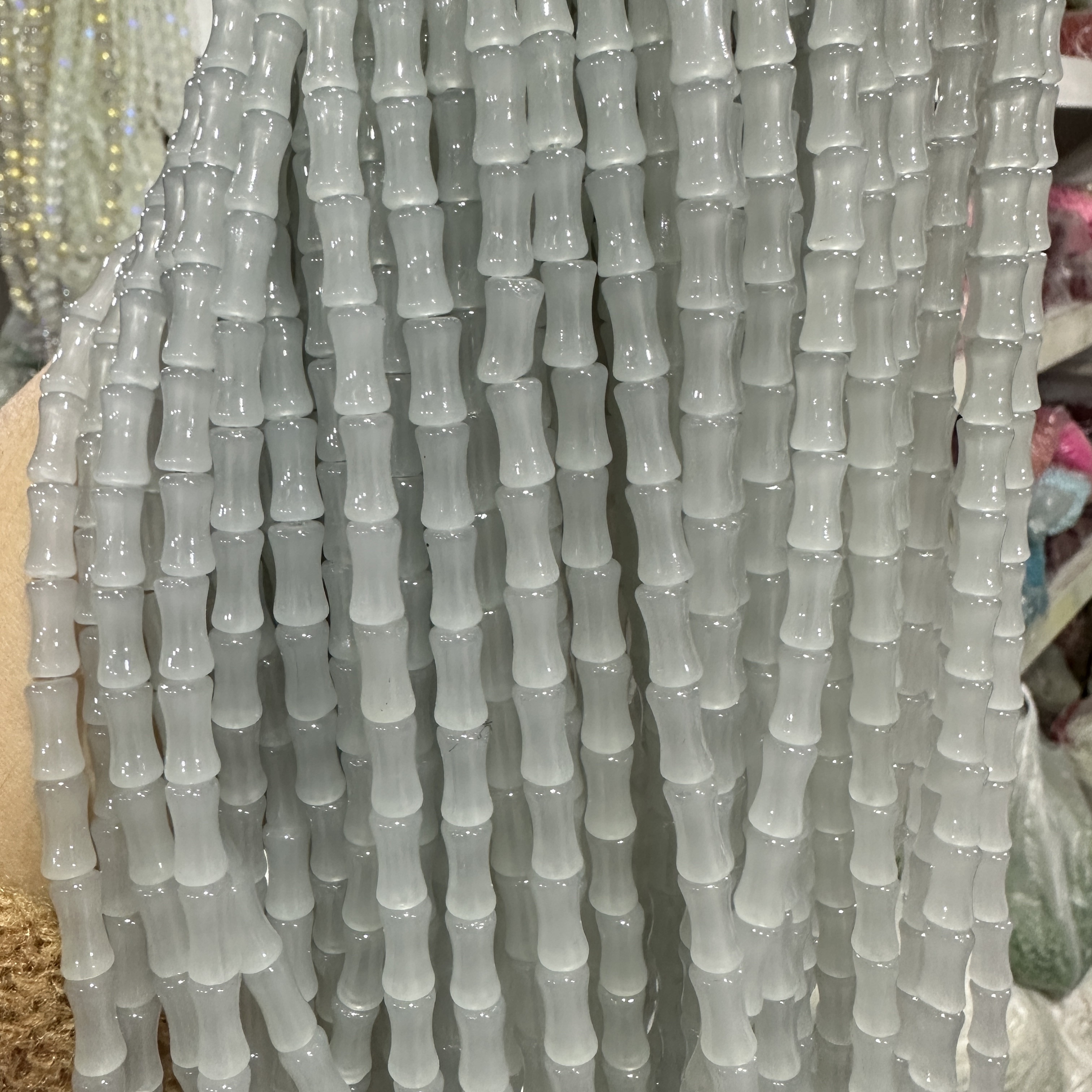 6*12MM white jade bamboo joint glass beads, ancient-style spacer beads, DIY handcrafted bracelet, glass loose beads, string jewelry accessories detail image 16