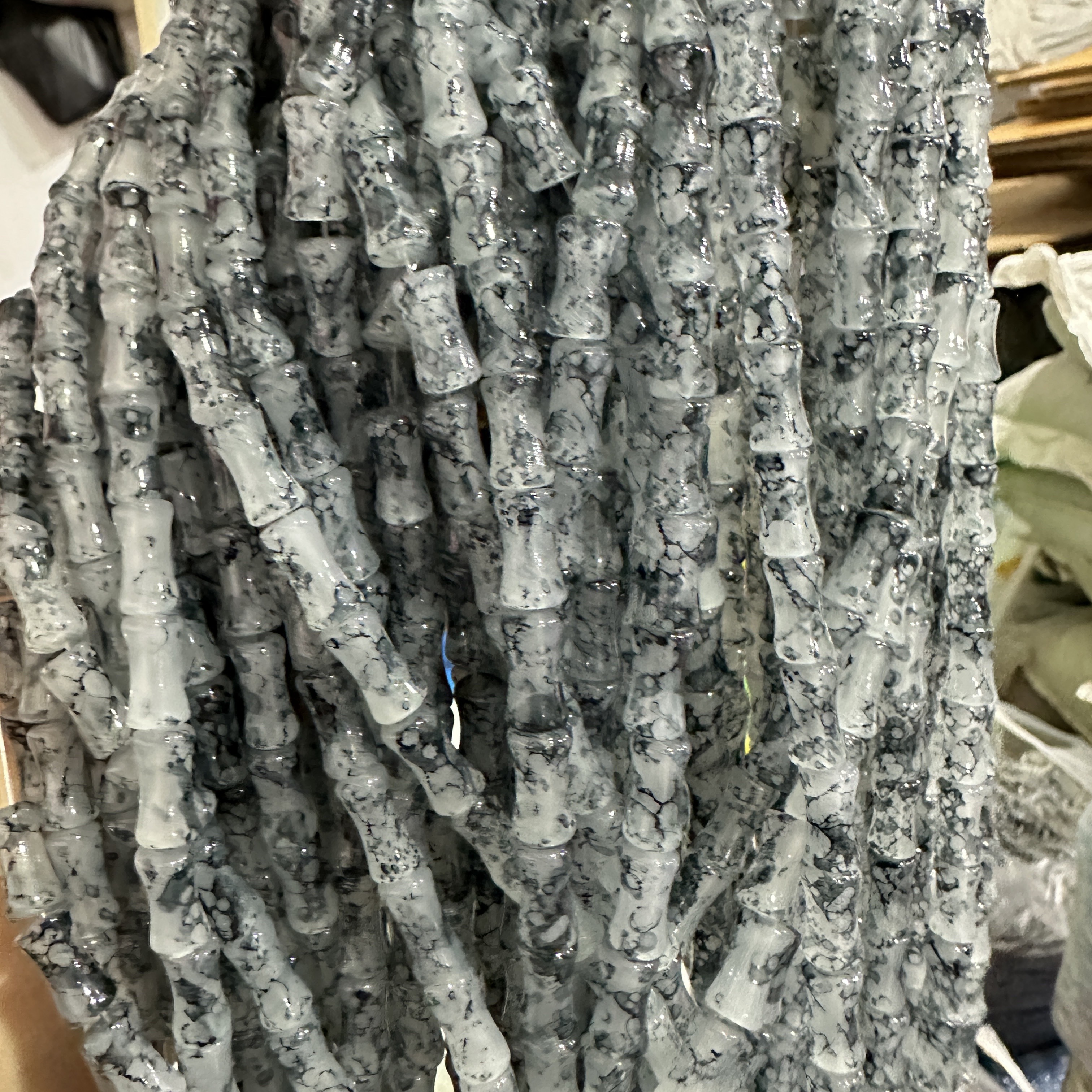 6*12MM white jade bamboo joint glass beads, ancient-style spacer beads, DIY handcrafted bracelet, glass loose beads, string jewelry accessories detail image 12