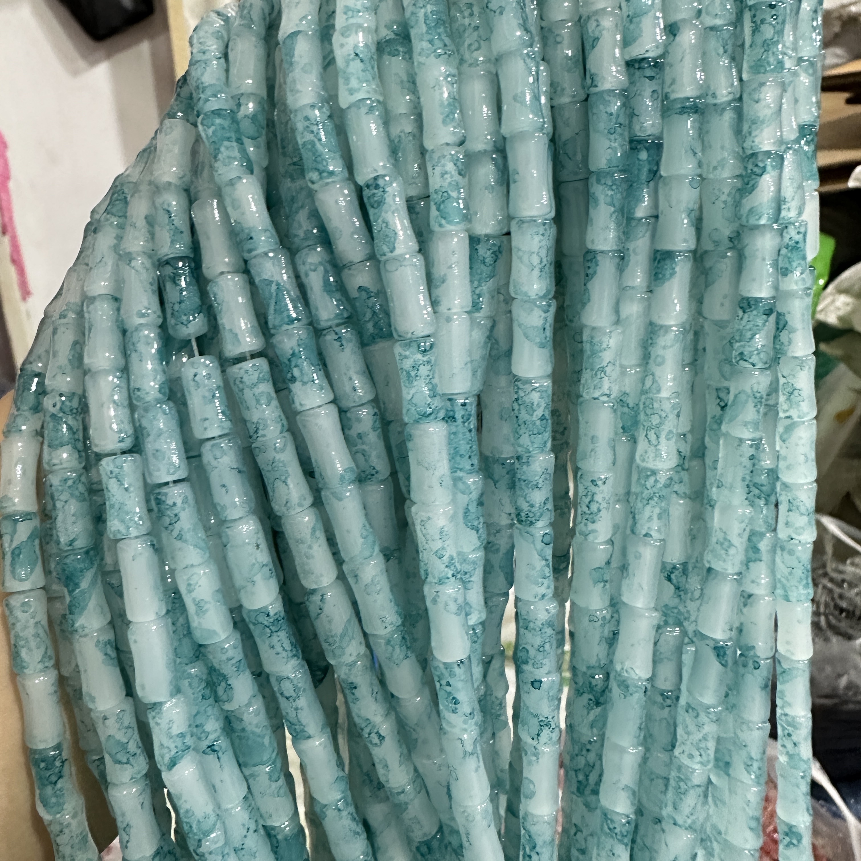 6*12MM white jade bamboo joint glass beads, ancient-style spacer beads, DIY handcrafted bracelet, glass loose beads, string jewelry accessories detail image 11