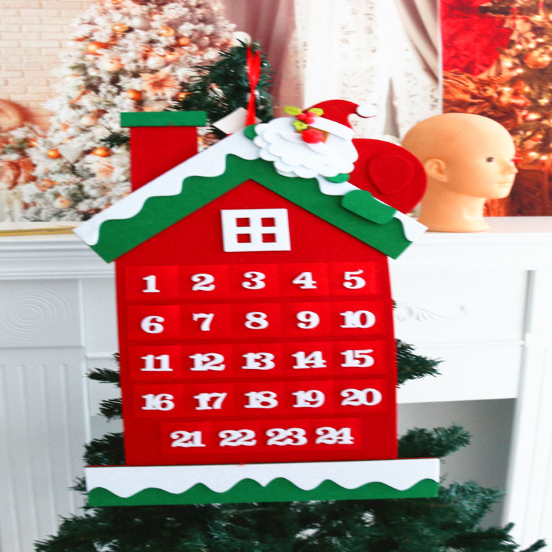 圣诞节倒计时日历挂件卡通老人树形圣诞袜挂历毛毡日历装饰品装饰品产品图