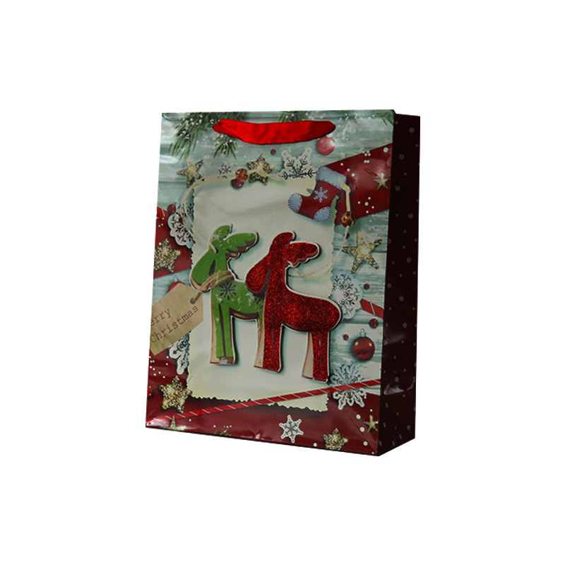新款圣中小号礼品袋 高档立体白卡纸袋 创意撒粉手提袋 圣诞产品图