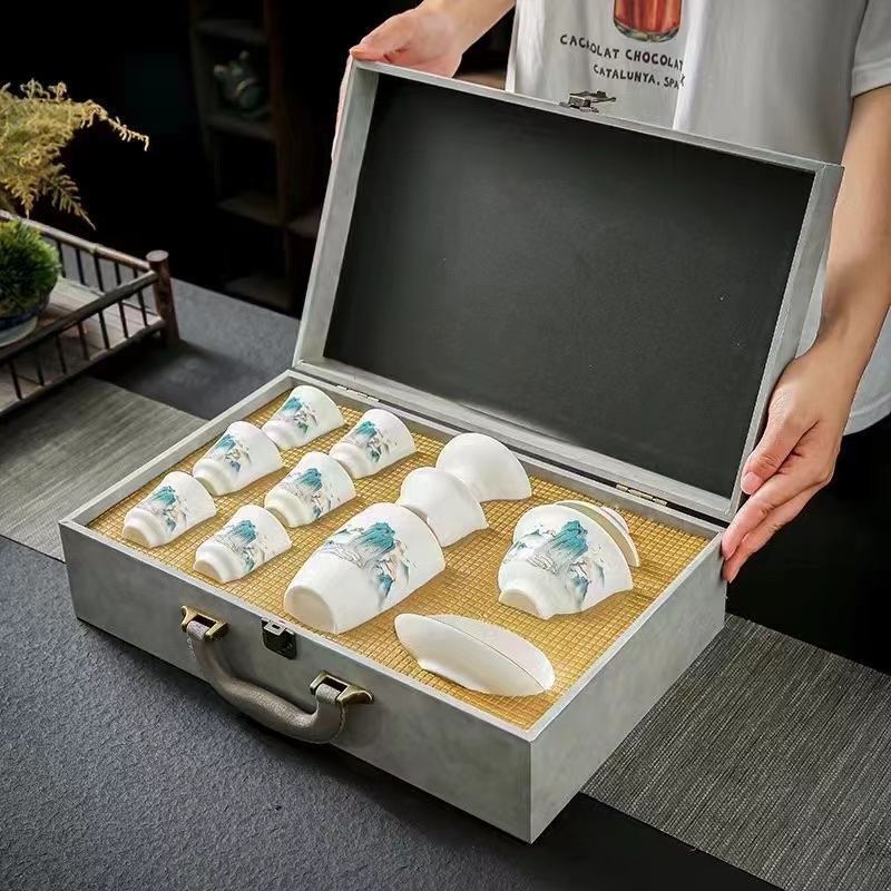 功夫茶具套装家用陶瓷白瓷旅行小茶具储排水茶盘陶瓷盖碗泡茶整套功夫茶具套装家用德化白瓷旅行小茶具储排水茶盘陶瓷盖碗泡茶整套详情图7