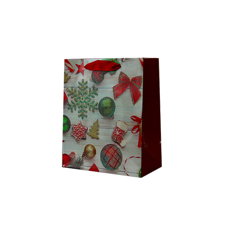 新款圣诞礼品版礼品袋 高档白卡纸袋创意撒粉小号手提袋 圣诞细节图