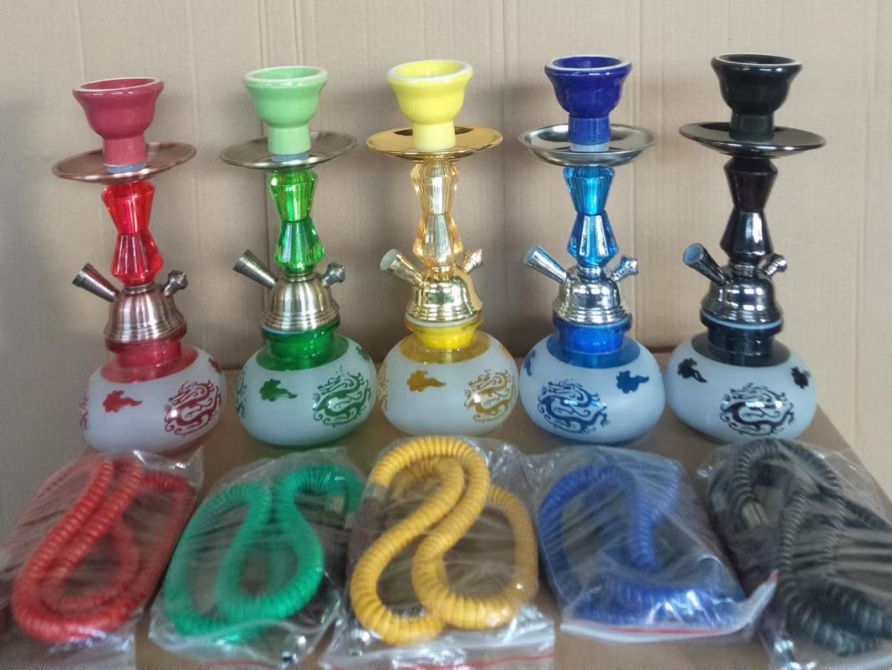 美国进口金属仿古铁盘水烟壶 水晶佛像装饰水烟器具 高档艺术品收藏A01白底实物图