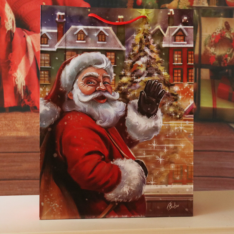 圣诞节大号礼物袋礼品袋圣诞手提铜版纸袋圣诞包装袋圣诞衣服袋子细节图