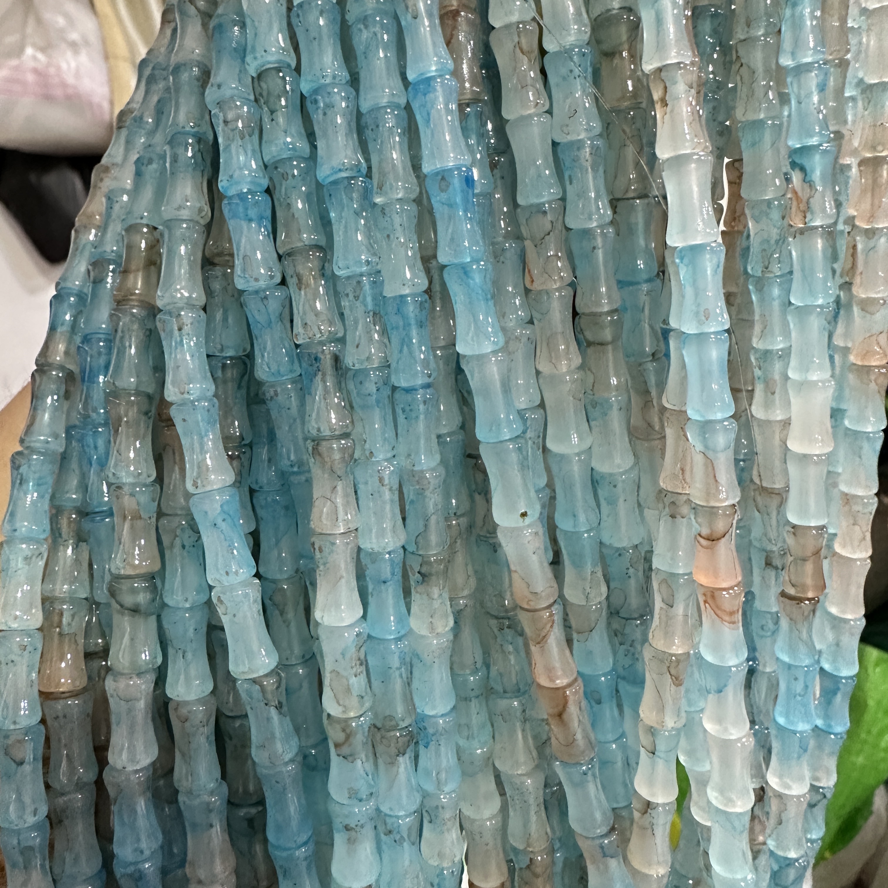 6*12MM white jade bamboo joint glass beads, ancient-style spacer beads, DIY handcrafted bracelet, glass loose beads, string jewelry accessories detail image 7