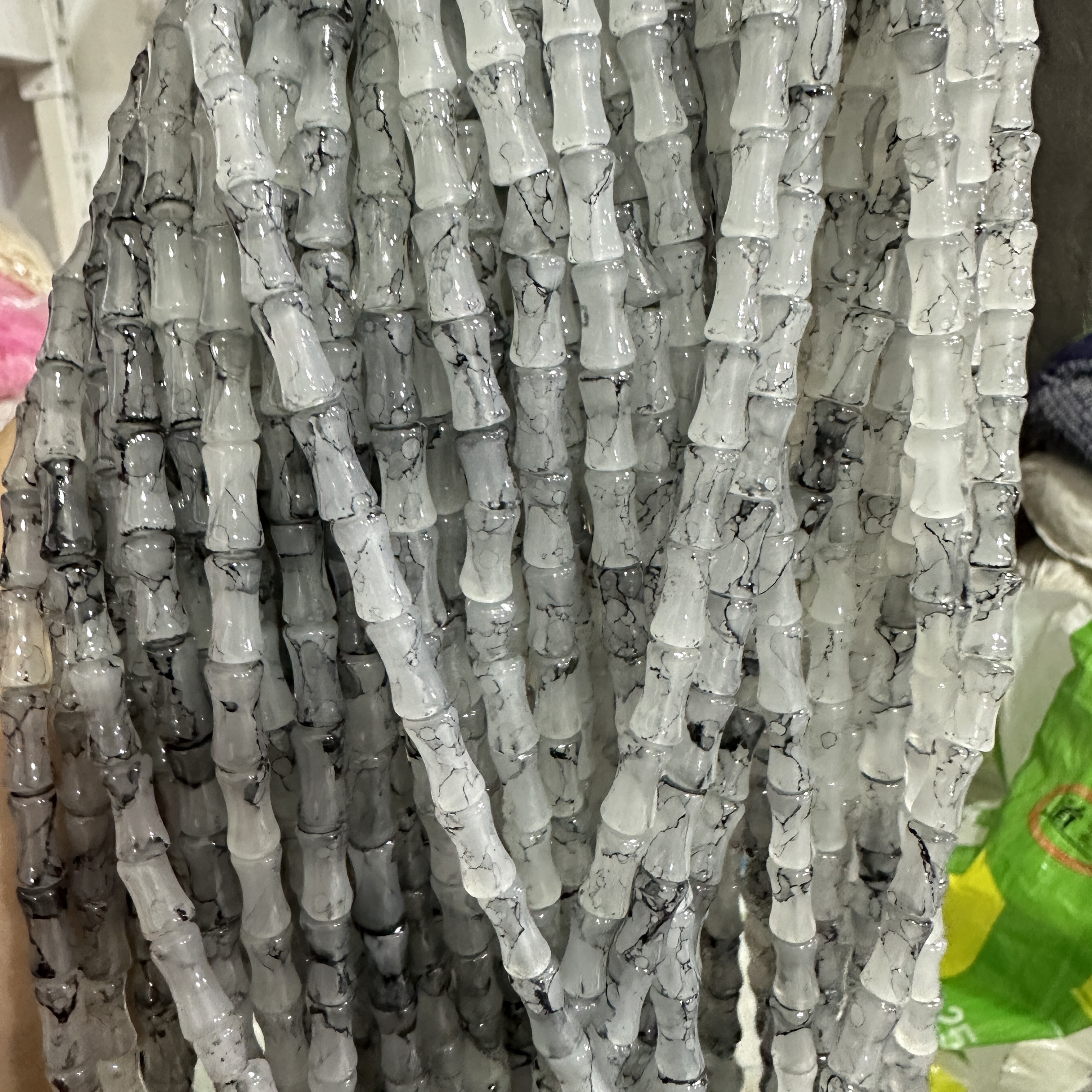 6*12MM white jade bamboo joint glass beads, ancient-style spacer beads, DIY handcrafted bracelet, glass loose beads, string jewelry accessories detail image 9