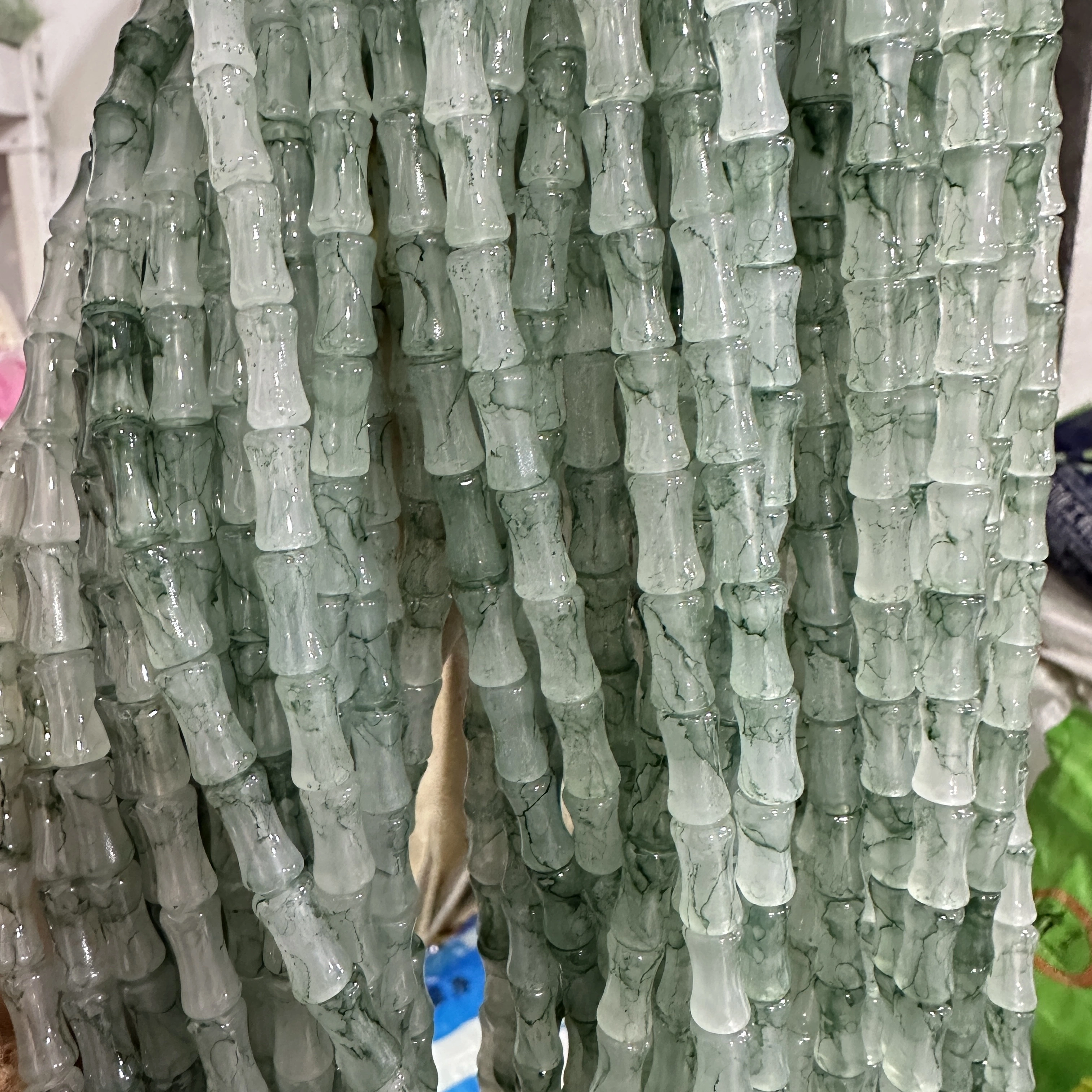 6*12MM white jade bamboo joint glass beads, ancient-style spacer beads, DIY handcrafted bracelet, glass loose beads, string jewelry accessories detail image 8