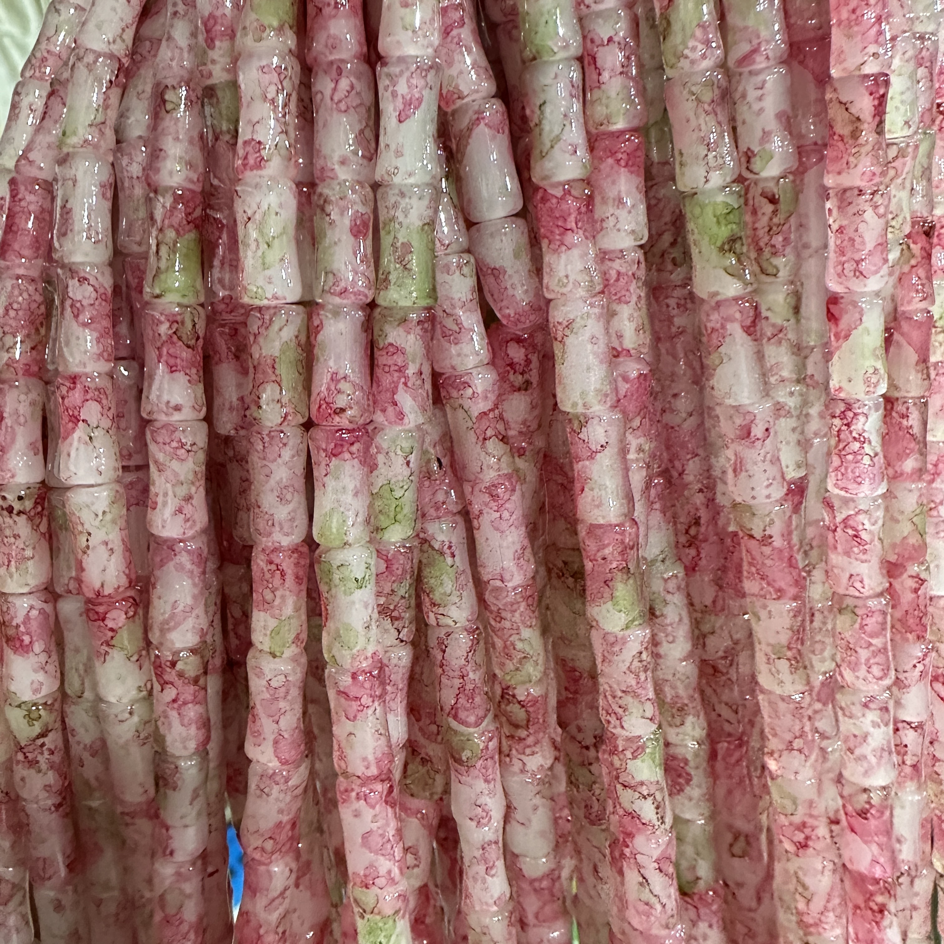 6*12MM white jade bamboo joint glass beads, ancient-style spacer beads, DIY handcrafted bracelet, glass loose beads, string jewelry accessories detail image 5