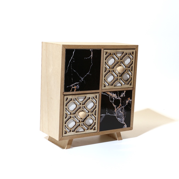 复古木质多层抽屉式首饰收纳盒实木办公桌面整理柜杂物储物盒批发详情图3