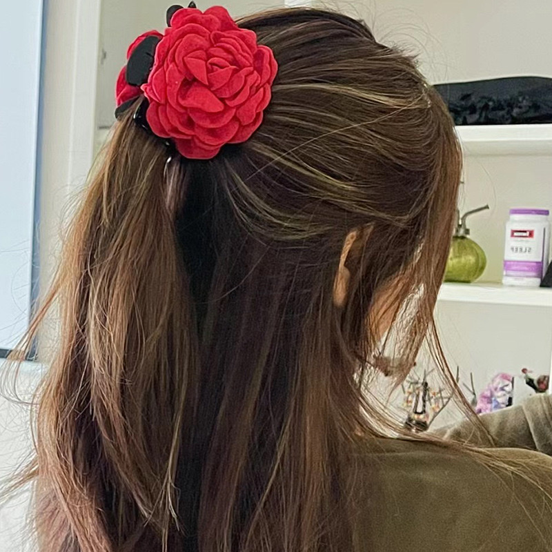 Caro Same Flower Grab Rose Hair Clip Female European Hair Grab Back Head Shark Clip Hair Clip Headdress Summer details Picture