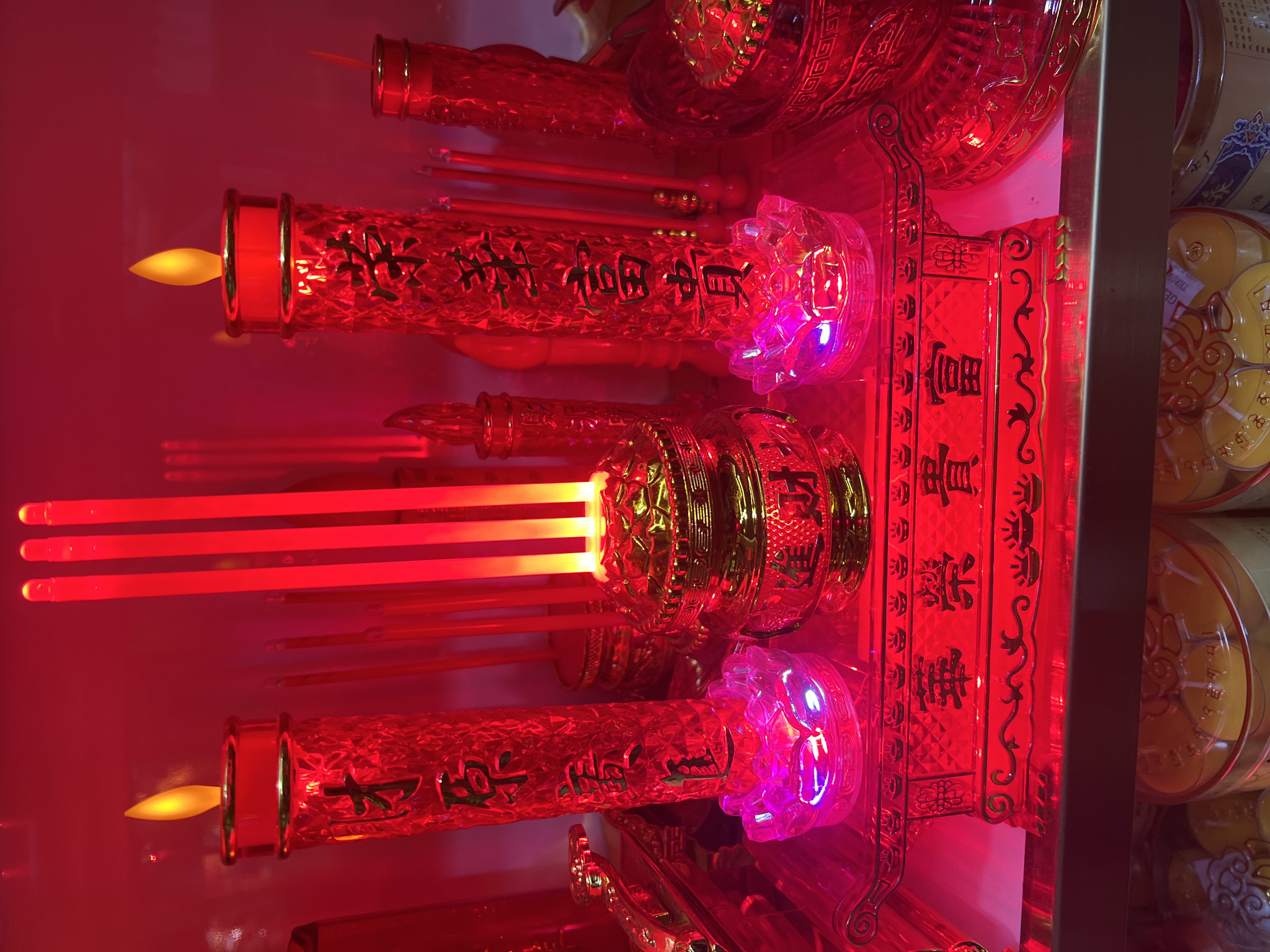 Lotus Grand Wealth Stove Swing Flame Head Offering Lamp/Gift/Swing Flame Head/Buddhist Supplies LED Colorful/New God of Wealth Crystal Swing Flame Lotus Wealth Stove