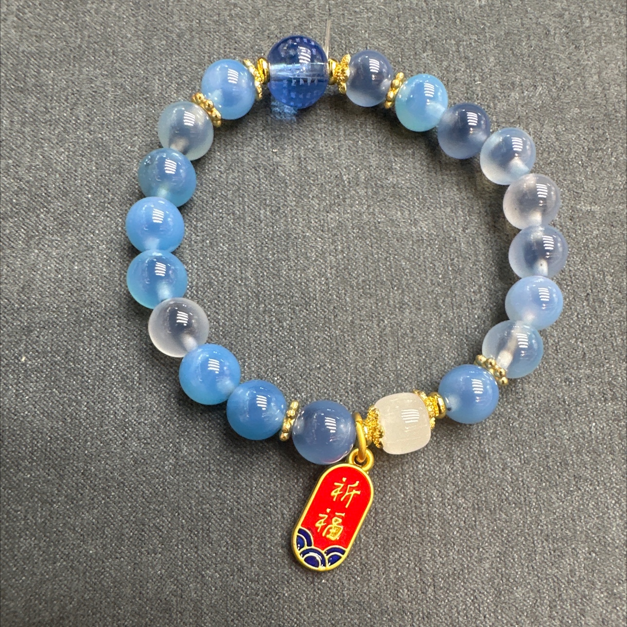 五台山手链五行珠手链水晶饰品白底实物图