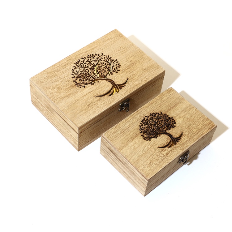 树叶雕刻茶叶伴手礼木盒带锁礼品盒首饰储物盒创意收纳盒厂家批发详情图2