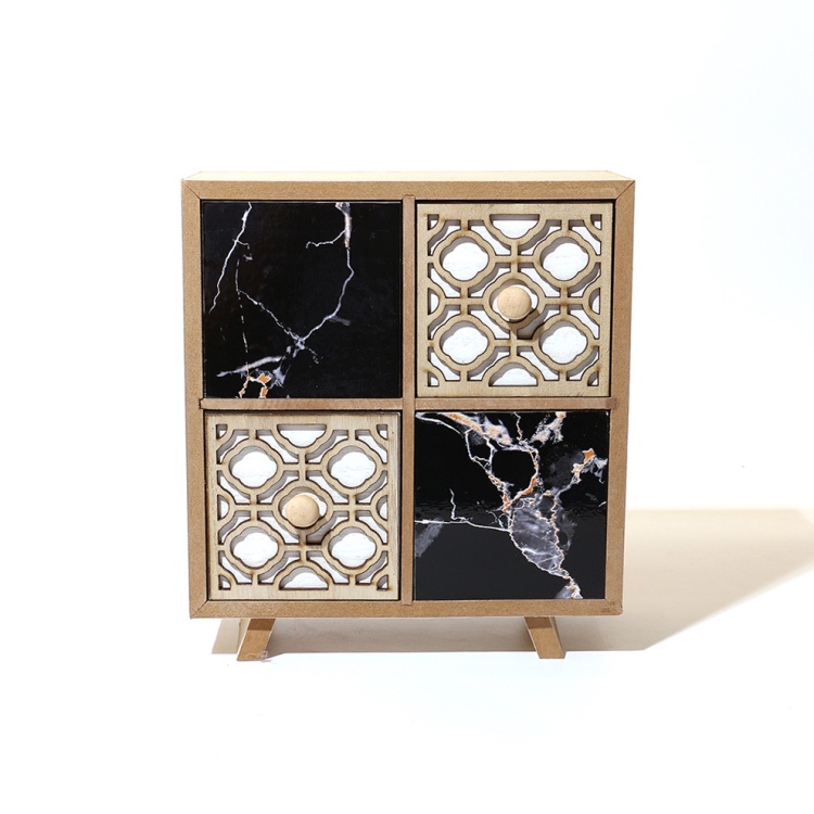 复古木质多层抽屉式首饰收纳盒实木办公桌面整理柜杂物储物盒批发详情图2