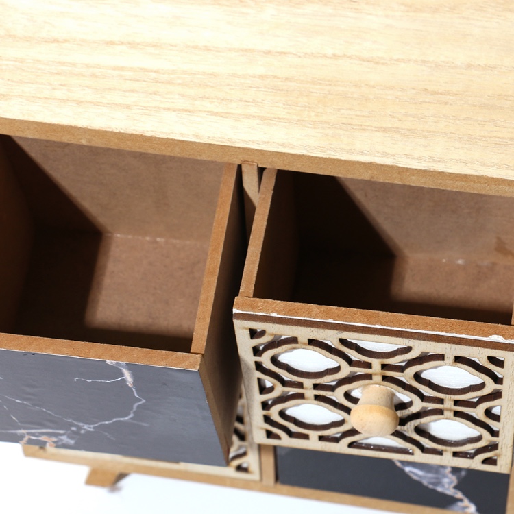 复古木质多层抽屉式首饰收纳盒实木办公桌面整理柜杂物储物盒批发详情图6