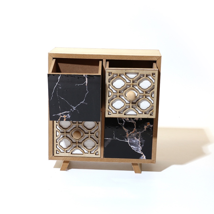 复古木质多层抽屉式首饰收纳盒实木办公桌面整理柜杂物储物盒批发详情图5