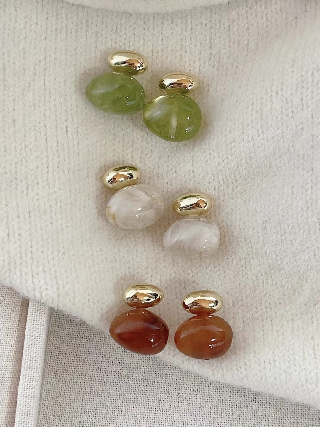 精致耳饰 女士时尚耳饰品 树脂耳饰潮流款星露饰品1