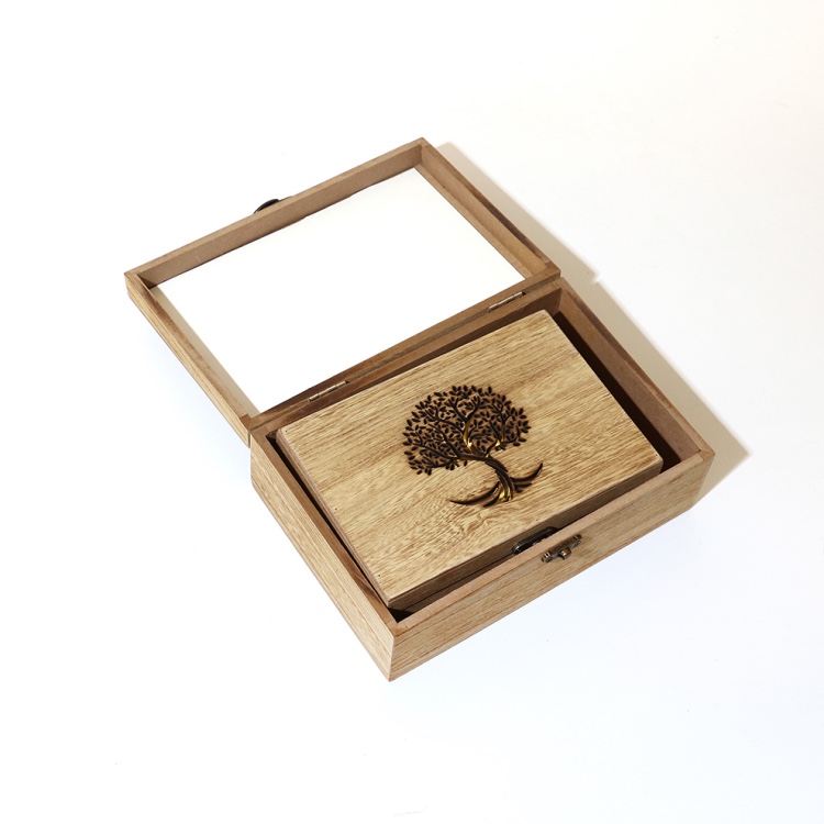 树叶雕刻茶叶伴手礼木盒带锁礼品盒首饰储物盒创意收纳盒厂家批发详情图3