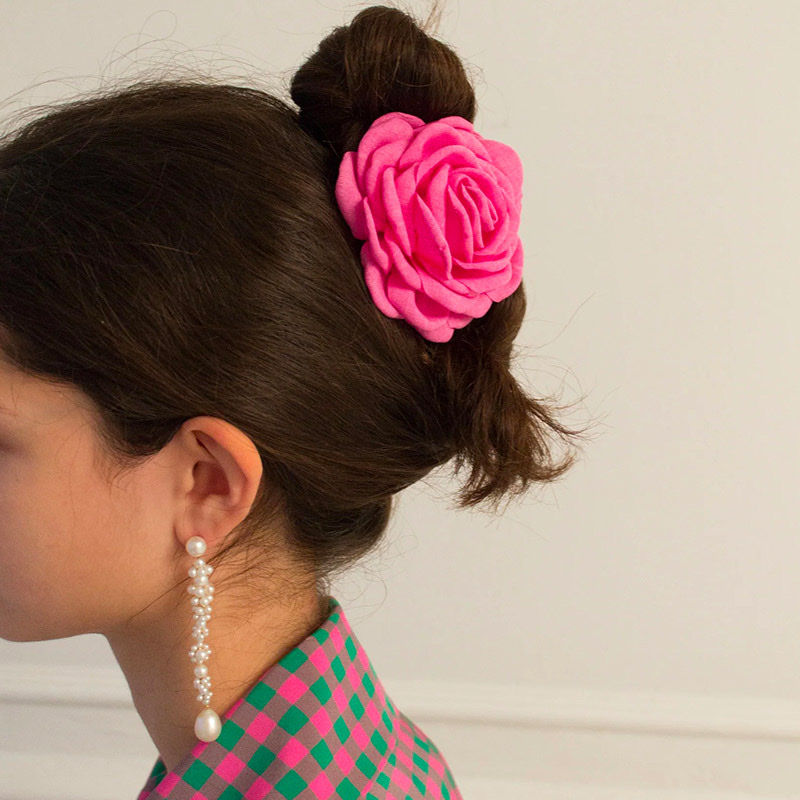 Caro Same Flower Grab Rose Hair Clip Female European Hair Grab Back Head Shark Clip Hair Clip Headdress Summer Specification drawing