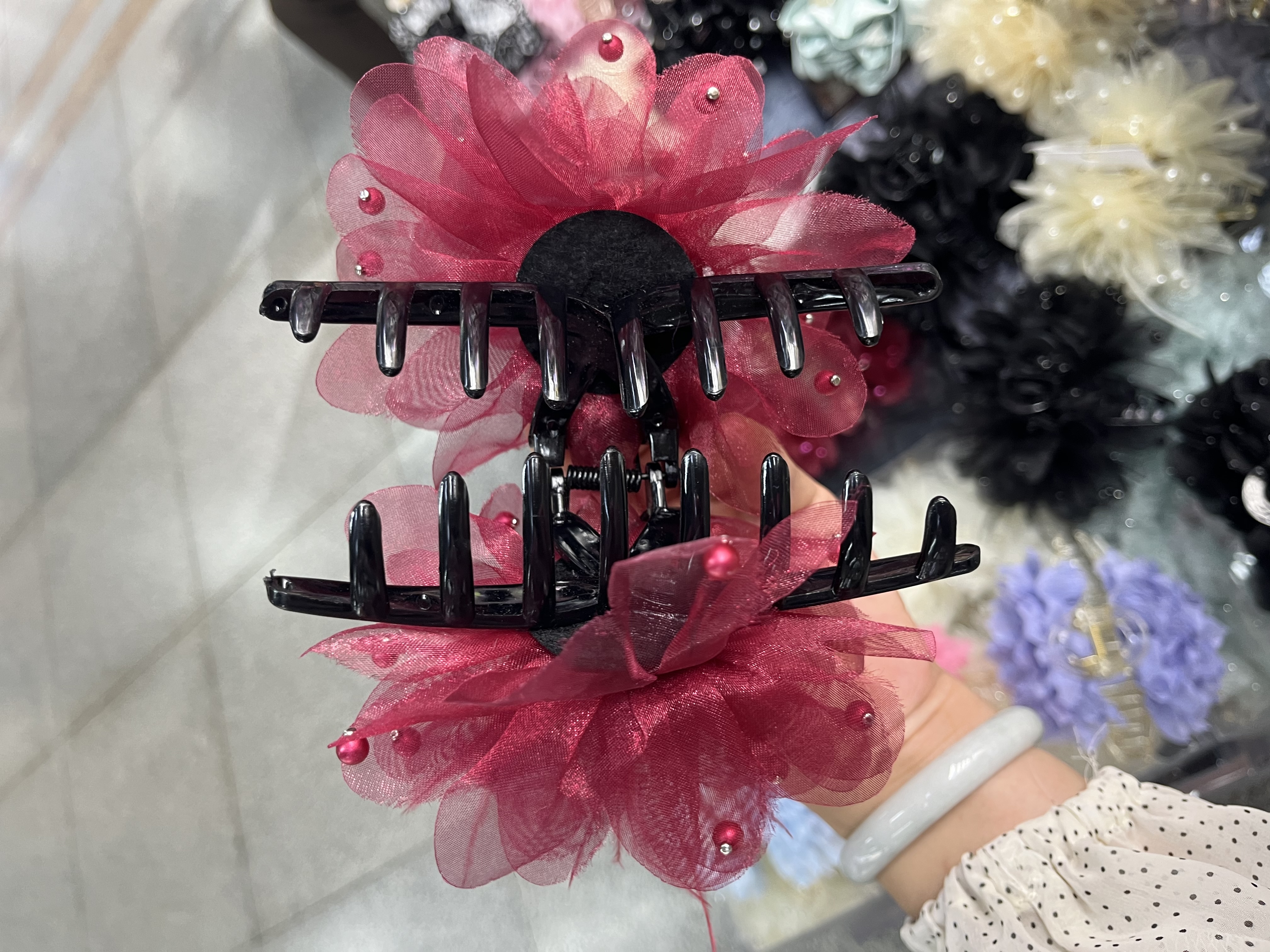 Six Color Nail Bead Feather 13Cm Clip, Korean Version Of The Popular Fashion Trend Big Catch Item Picture