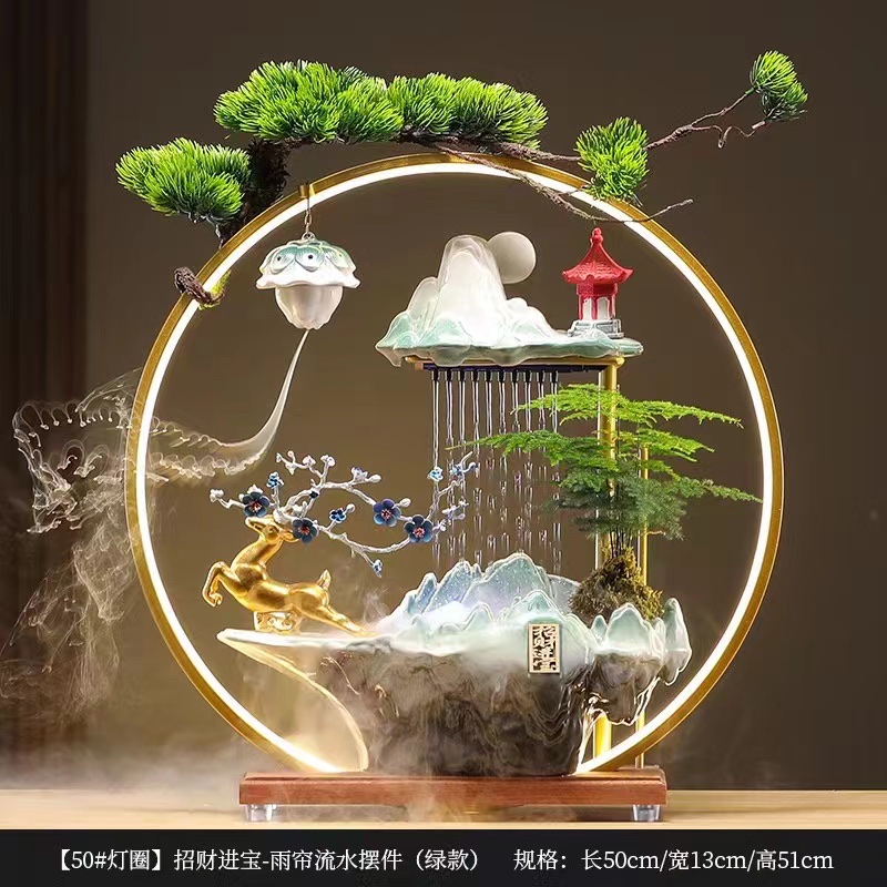 诸葛工艺庭院流水摆件阳台鱼池造景顶楼花园装饰布置景观鱼缸喷泉雾化加湿器爆款7279-290图