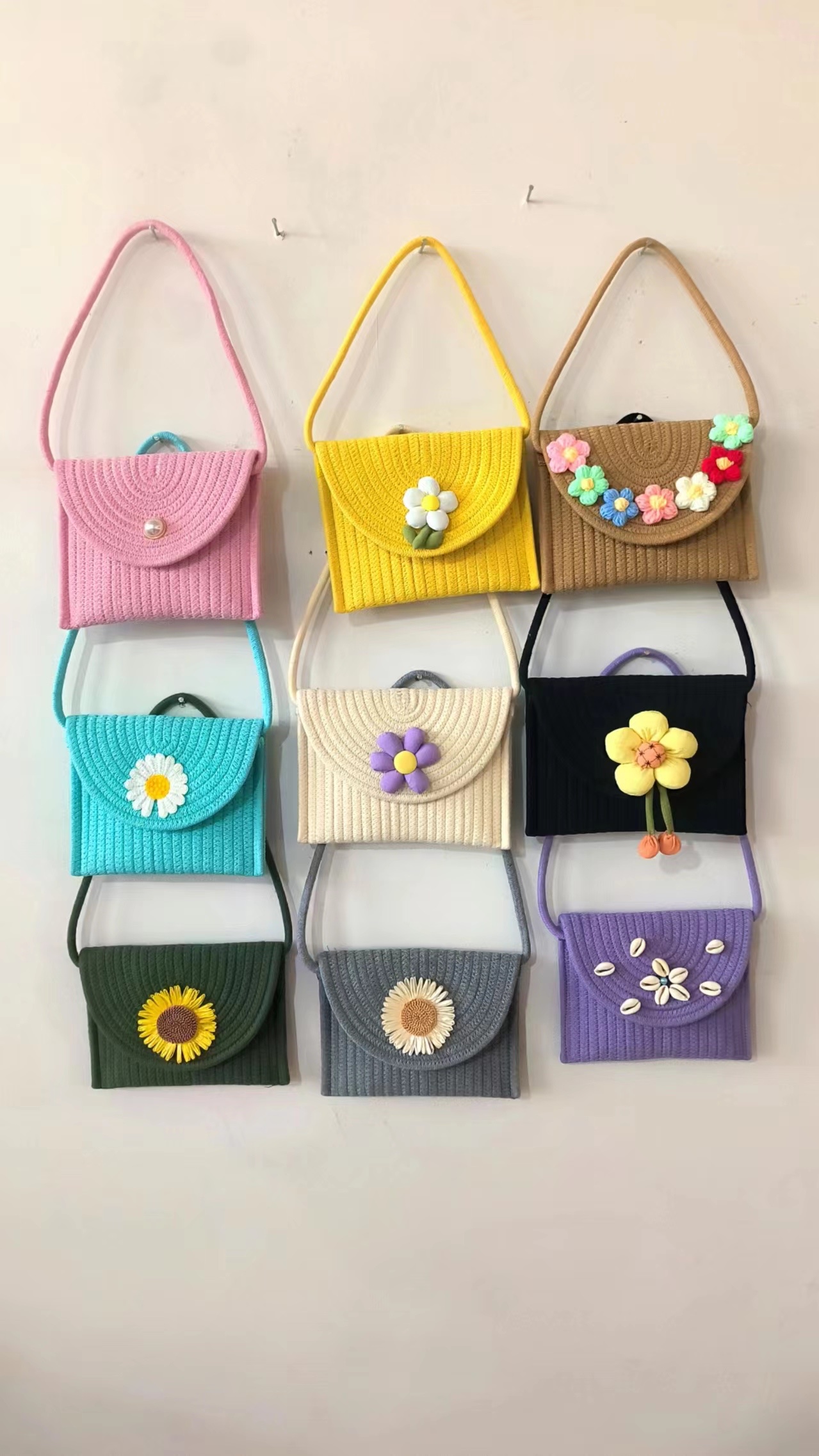 夏天新款女棉线编织迷你水桶包时尚蝴蝶结单肩斜挎包包沙滩度假包 细节图