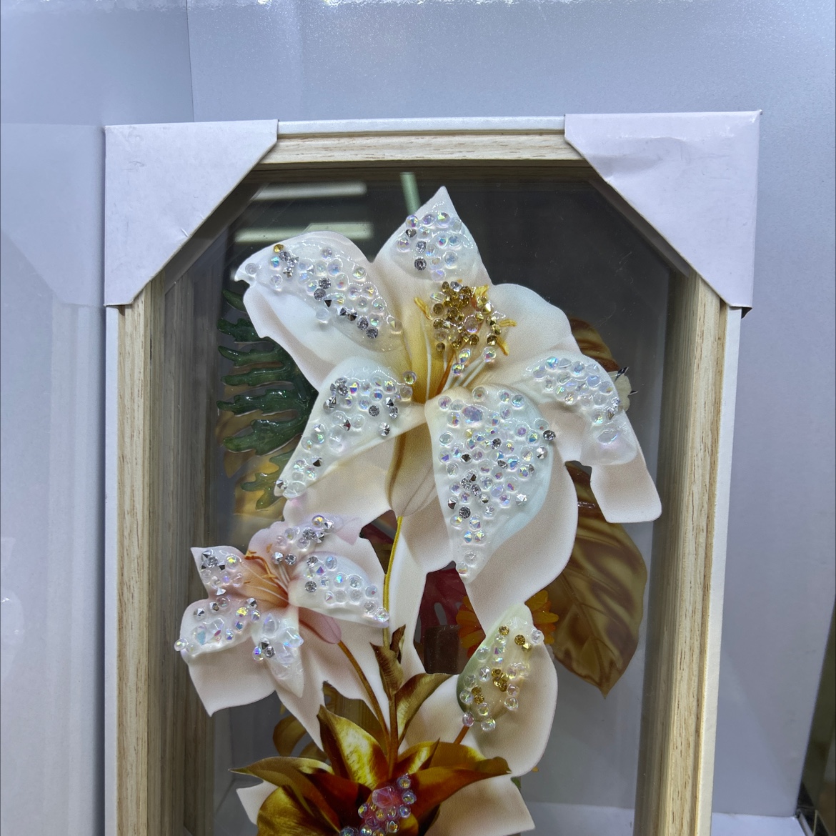 亚克力造型水晶蝴蝶插件 仿真摇摆莲花灯 金属冰箱贴 花园装饰品 美化生活空间