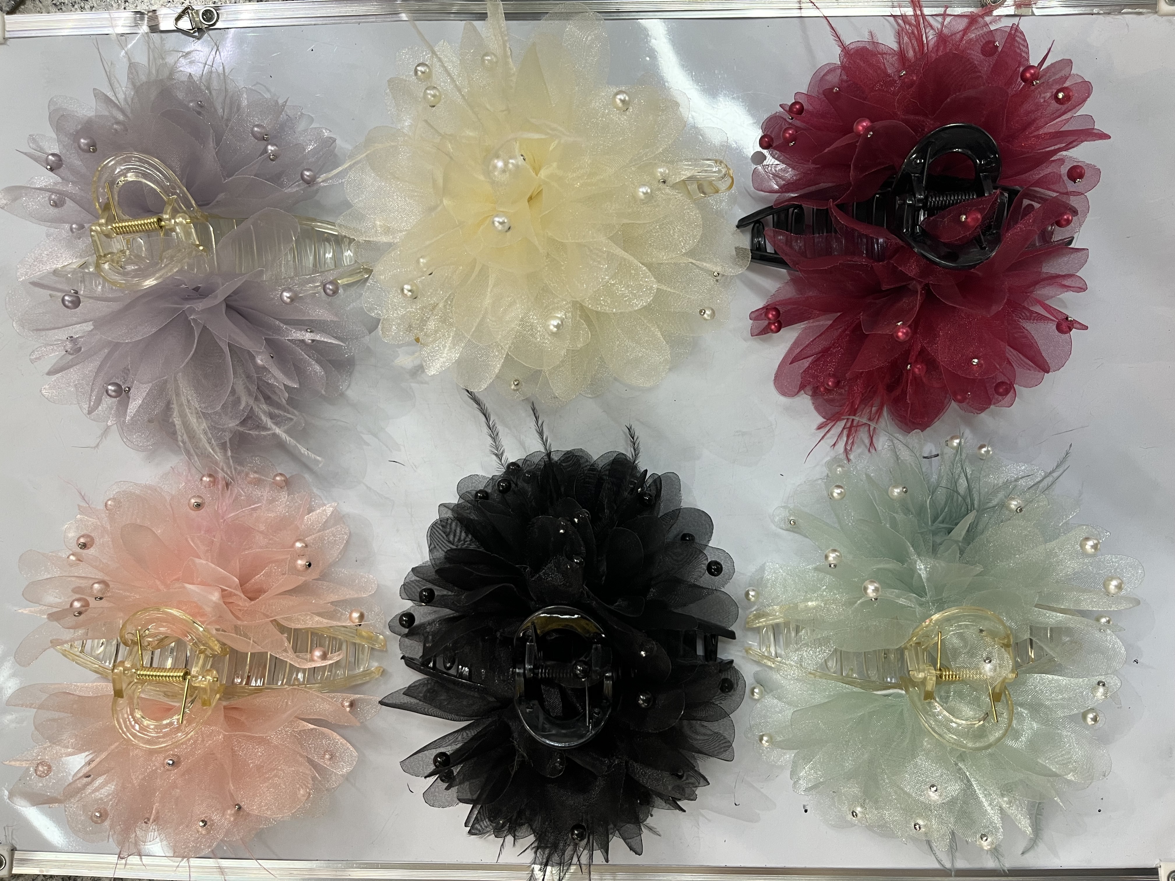 Six Color Nail Bead Feather 13Cm Clip, Korean Version Of The Popular Fashion Trend Big Catch