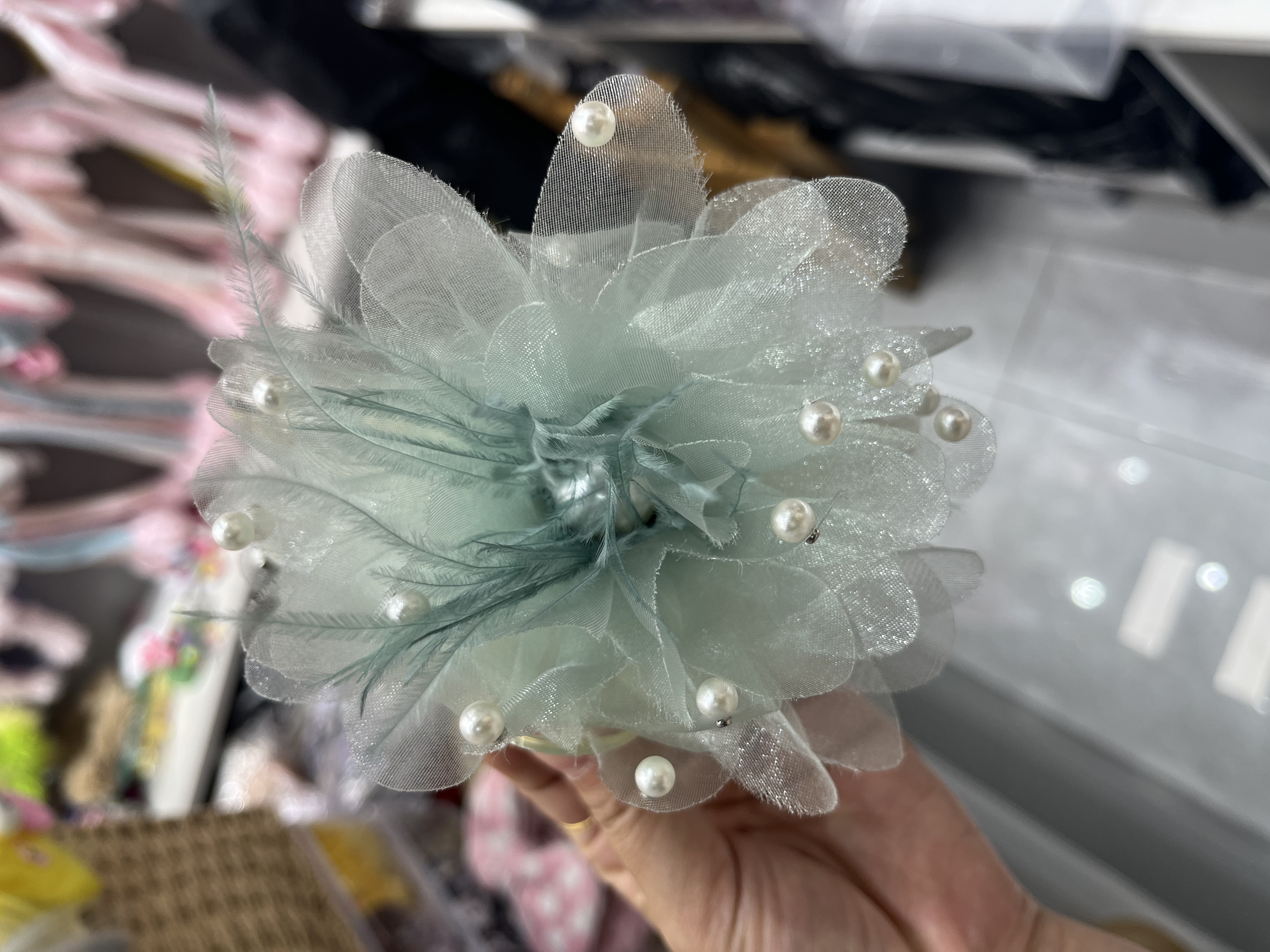 Six Color Nail Bead Feather 13Cm Clip, Korean Version Of The Popular Fashion Trend Big Catch details Picture