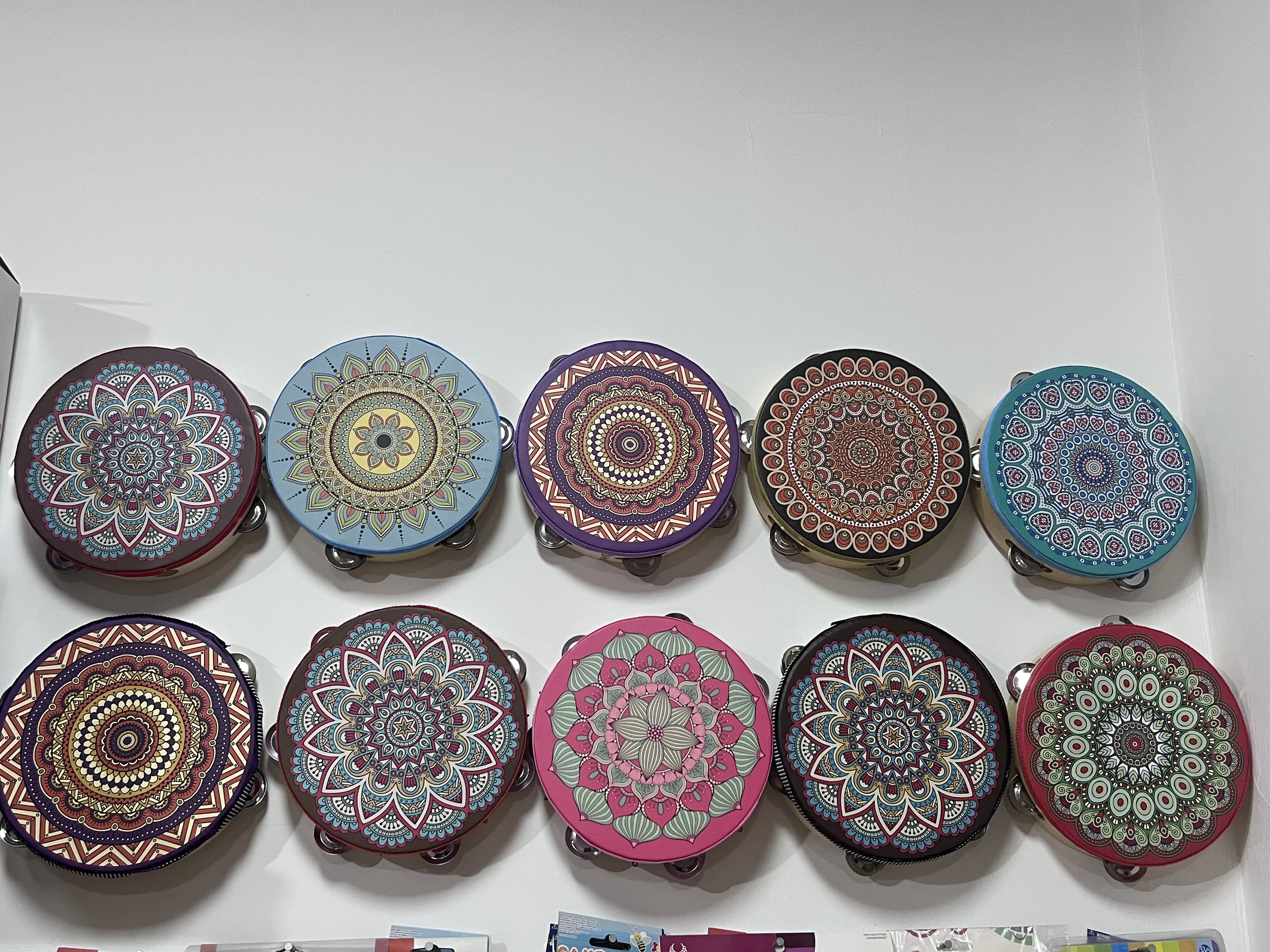 新疆维吾尔族8寸舞蹈铃鼓敦煌手鼓幼儿园儿童教具手拍鼓木质铃鼓 细节图