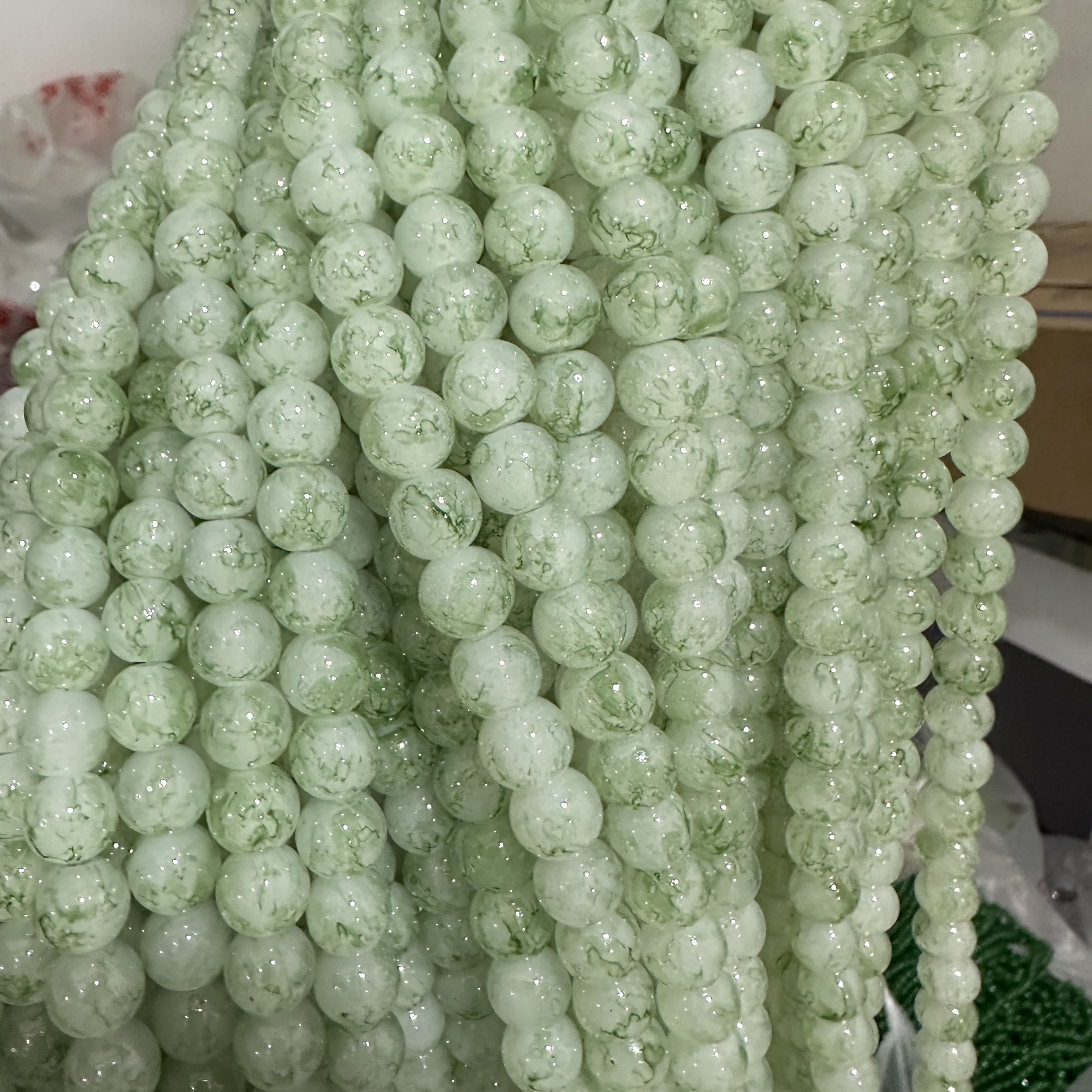 10MM white jade bamboo joint glass beads, ancient-style spacer beads, DIY handcrafted bracelet, glass loose beads, string jewelry accessories Item Picture