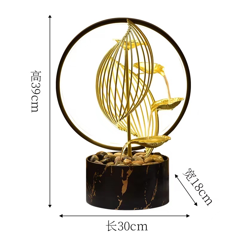 铁艺陶瓷土豪金摇钱树流水 台式客厅书房茶几流水装饰详情图7