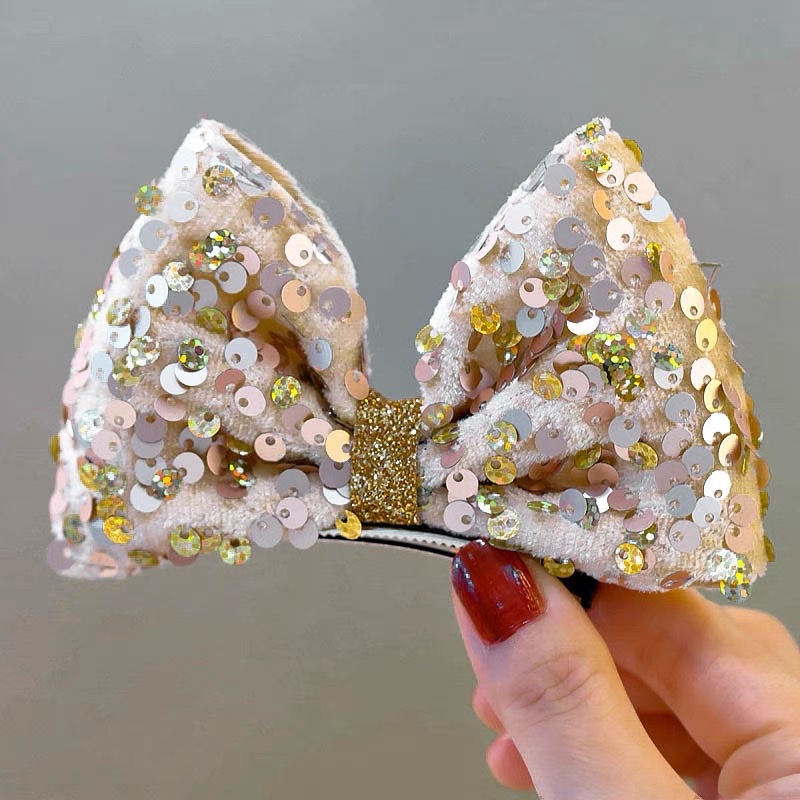 韩国爆款亮片立体大蝴蝶结儿童女生专用舞台表演可爱发夹发卡儿童发卡详情图2