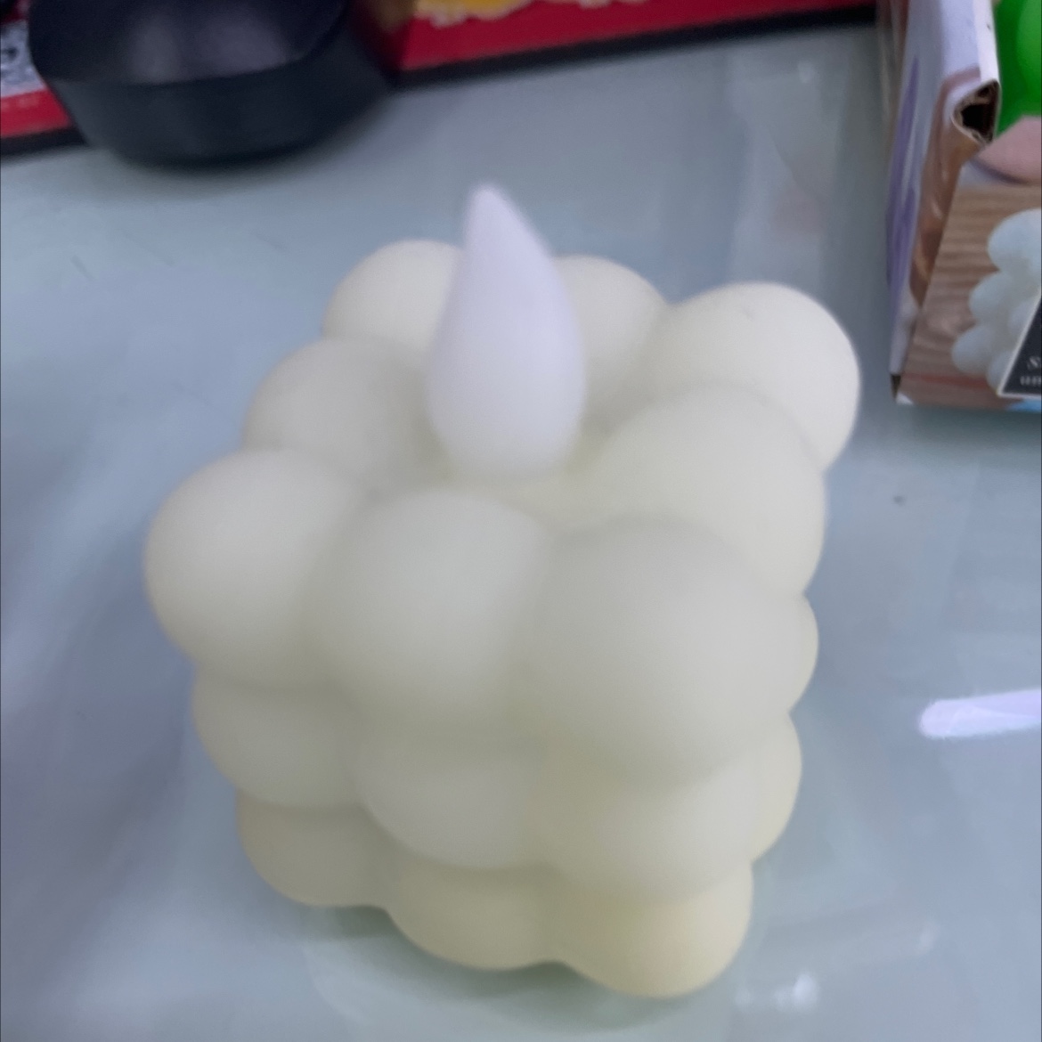 Electric Candle Color Cube 12 Sets Featuring Rubik's Cube White details Picture